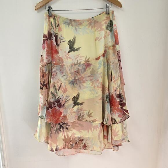 Vince Camuto Floral Tiered Skirt Size 6 Fairy Layered Flowy Bohemian Faded Bloom - Picture 3 of 10